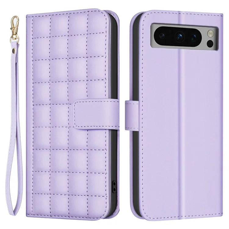 BINFEN COLOR BF34 for Google Pixel 8 Pro Case Leather Phone Cover Square Grid Pattern