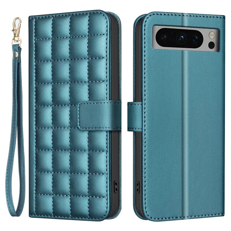 BINFEN COLOR BF34 for Google Pixel 8 Pro Case Leather Phone Cover Square Grid Pattern