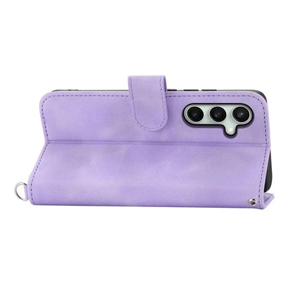 For Samsung Galaxy S24 FE Case Flower Pattern PU Leather Wallet Phone Cover with Shoulder Strap