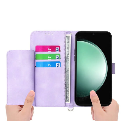 For Samsung Galaxy S24 FE Case Flower Pattern PU Leather Wallet Phone Cover with Shoulder Strap