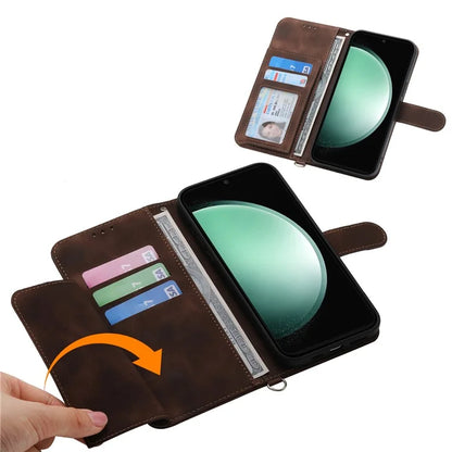 For Samsung Galaxy S24 FE Case Flower Pattern PU Leather Wallet Phone Cover with Shoulder Strap