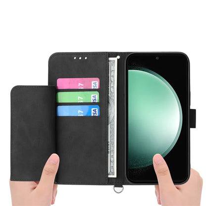 For Samsung Galaxy S24 FE Case Flower Pattern PU Leather Wallet Phone Cover with Shoulder Strap