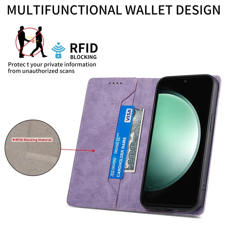 DF-05 For Samsung Galaxy S24 FE Case RFID Blocking PU Leather Phone Cover