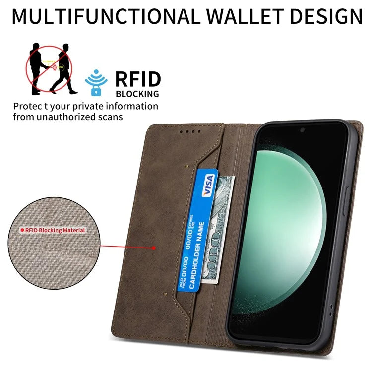 DF-05 For Samsung Galaxy S24 FE Case RFID Blocking PU Leather Phone Cover