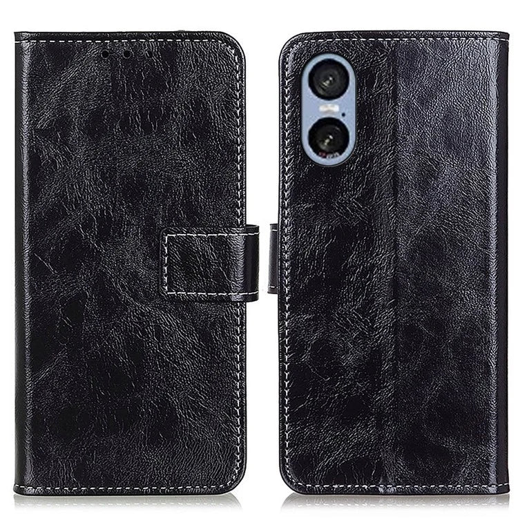 For Sony Xperia 5 VI Case Crazy Horse Texture Leather Phone Wallet Cover