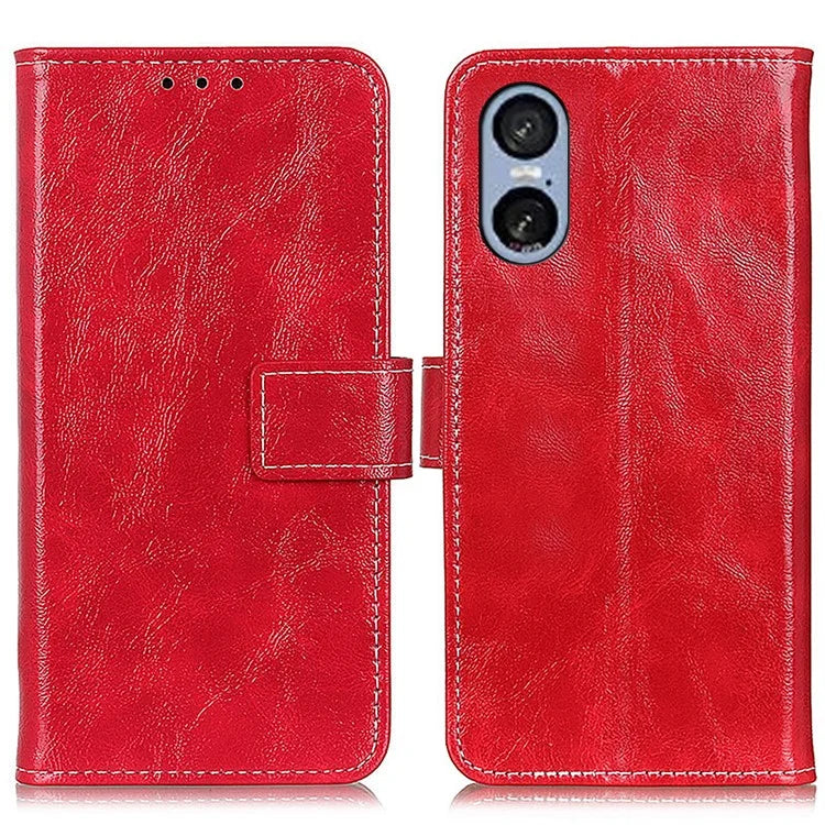 For Sony Xperia 5 VI Case Crazy Horse Texture Leather Phone Wallet Cover