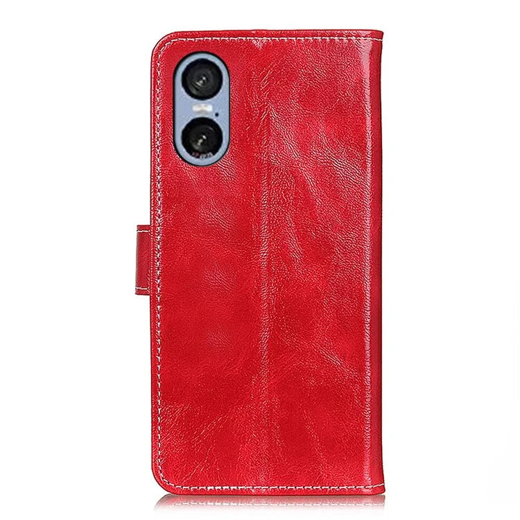 For Sony Xperia 5 VI Case Crazy Horse Texture Leather Phone Wallet Cover
