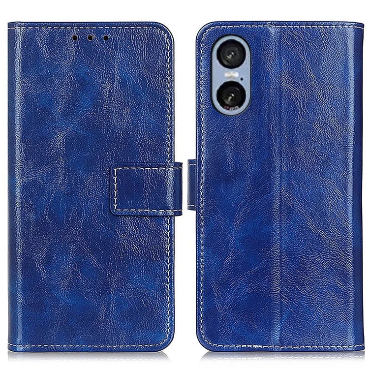 For Sony Xperia 5 VI Case Crazy Horse Texture Leather Phone Wallet Cover