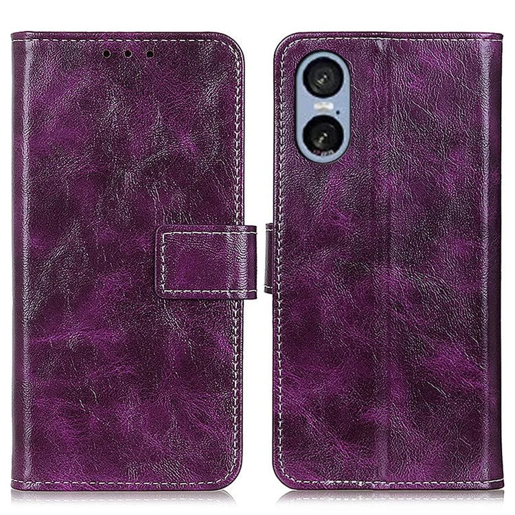 For Sony Xperia 5 VI Case Crazy Horse Texture Leather Phone Wallet Cover
