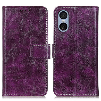 For Sony Xperia 5 VI Case Crazy Horse Texture Leather Phone Wallet Cover