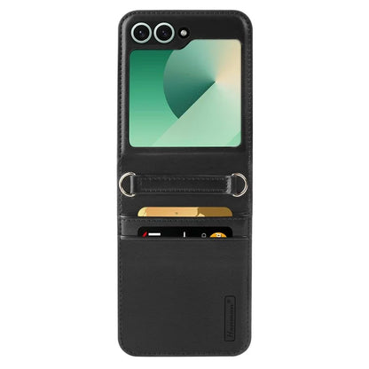 HANMAN Mill Series Flip Cover for Samsung Galaxy Z Flip6 5G Case PU Leather Phone Cover with Card Slot