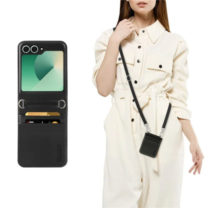 HANMAN Mill Series Flip Cover for Samsung Galaxy Z Flip6 5G Case PU Leather Phone Cover with Card Slot