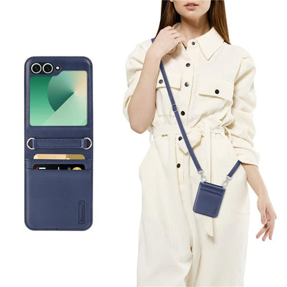HANMAN Mill Series Flip Cover for Samsung Galaxy Z Flip6 5G Case PU Leather Phone Cover with Card Slot