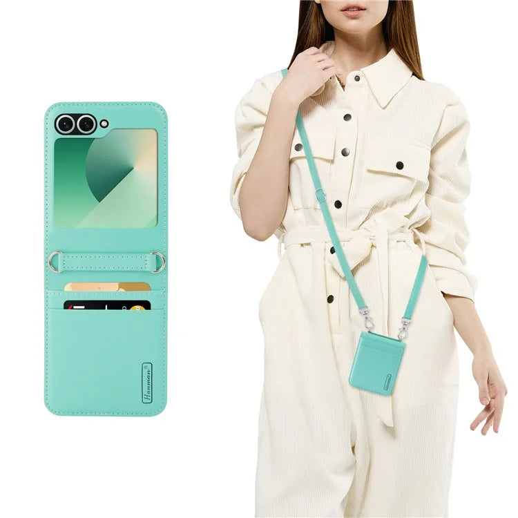 HANMAN Mill Series Flip Cover for Samsung Galaxy Z Flip6 5G Case PU Leather Phone Cover with Card Slot