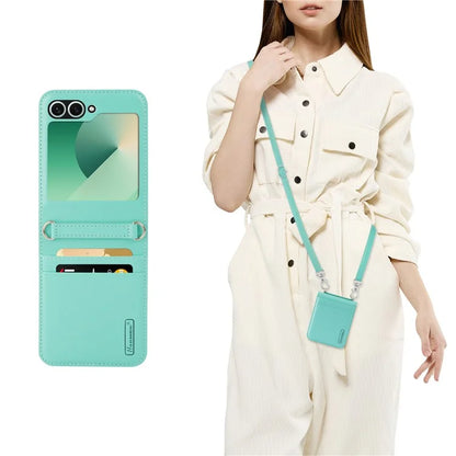 HANMAN Mill Series Flip Cover for Samsung Galaxy Z Flip6 5G Case PU Leather Phone Cover with Card Slot