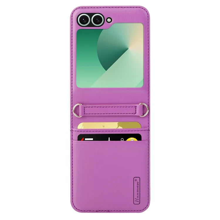 HANMAN Mill Series Flip Cover for Samsung Galaxy Z Flip6 5G Case PU Leather Phone Cover with Card Slot