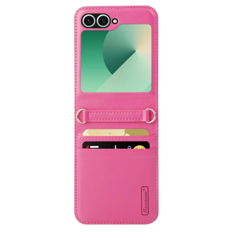 HANMAN Mill Series Flip Cover for Samsung Galaxy Z Flip6 5G Case PU Leather Phone Cover with Card Slot