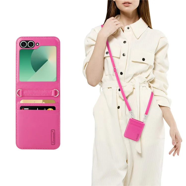 HANMAN Mill Series Flip Cover for Samsung Galaxy Z Flip6 5G Case PU Leather Phone Cover with Card Slot