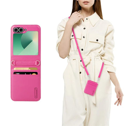 HANMAN Mill Series Flip Cover for Samsung Galaxy Z Flip6 5G Case PU Leather Phone Cover with Card Slot