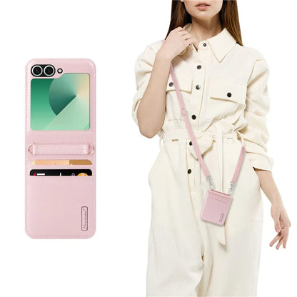HANMAN Mill Series Flip Cover for Samsung Galaxy Z Flip6 5G Case PU Leather Phone Cover with Card Slot
