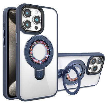 For iPhone 15 Pro Max Case Magnetic Ring Kickstand PC+TPU Clear Phone Cover