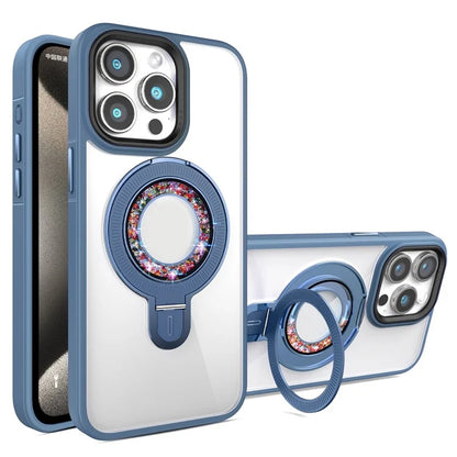For iPhone 15 Pro Max Case Magnetic Ring Kickstand PC+TPU Clear Phone Cover