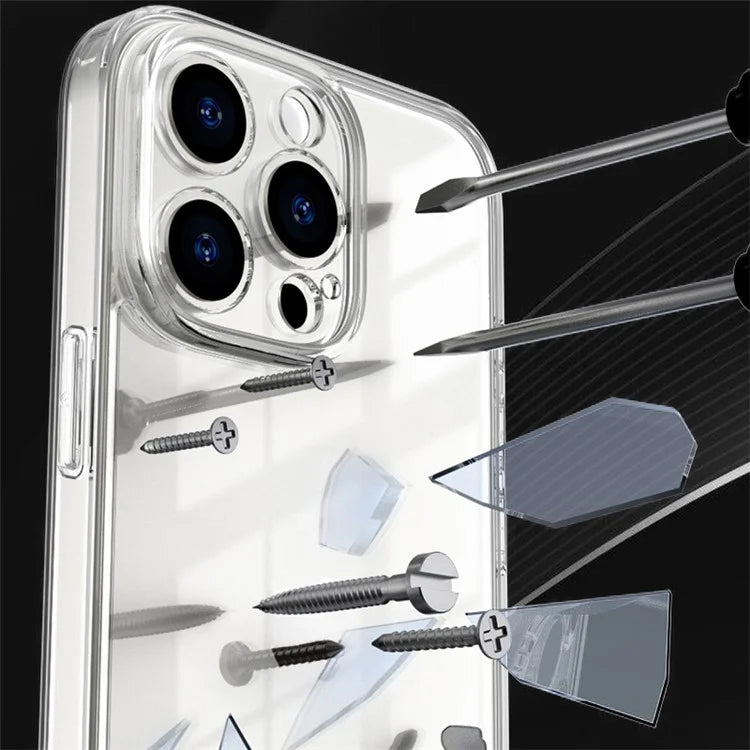 For iPhone 15 Pro Case TPU Frame Tempered Glass Back Transparent Phone Cover