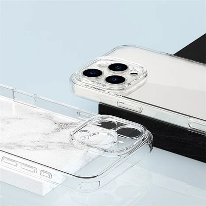 For iPhone 14 Pro Clear Case Tempered Glass Back Soft TPU Edge Phone Cover