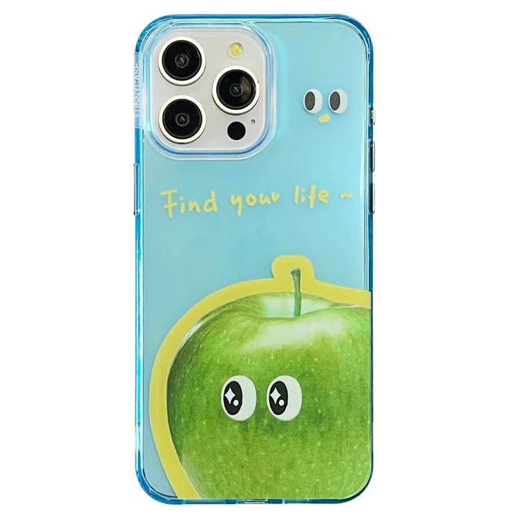 For iPhone 14 Pro Case Acrylic+TPU Phone Cover Fruit Emotion Pattern