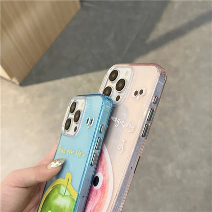 For iPhone 13 Pro Case Fruit Emotion Pattern Acrylic+TPU Phone Cover