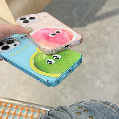 For iPhone 13 Pro Max Case Acrylic+TPU Phone Shell Fruit Emotion Pattern
