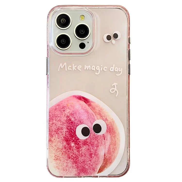 For iPhone 14 Pro Max Case Hybrid Phone Cover Fruit Emotion Pattern