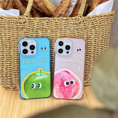 For iPhone 14 Pro Max Case Hybrid Phone Cover Fruit Emotion Pattern