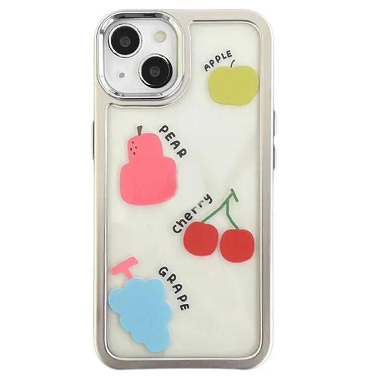 For iPhone 15 Case Silver Edge Pattern Design PC+TPU Phone Cover