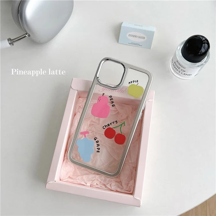 For iPhone 15 Case Silver Edge Pattern Design PC+TPU Phone Cover