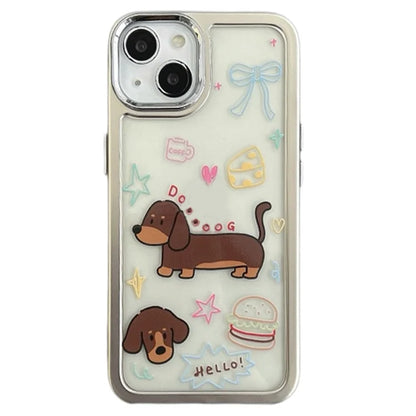 For iPhone 15 Case Silver Edge Pattern Design PC+TPU Phone Cover