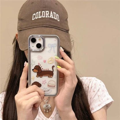 For iPhone 15 Case Silver Edge Pattern Design PC+TPU Phone Cover