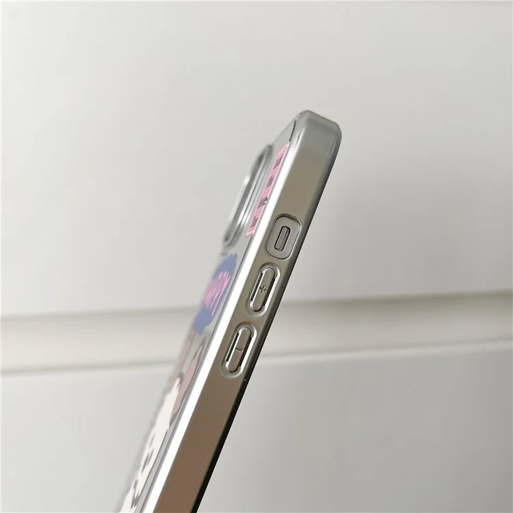 For iPhone 15 Case Silver Edge Pattern Design PC+TPU Phone Cover