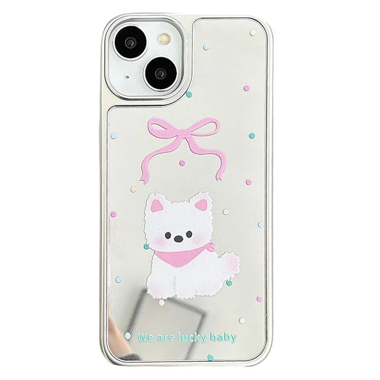 For iPhone 15 Case Silver Edge Pattern Design PC+TPU Phone Cover