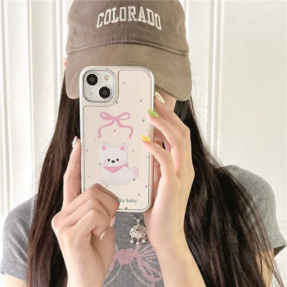For iPhone 15 Case Silver Edge Pattern Design PC+TPU Phone Cover