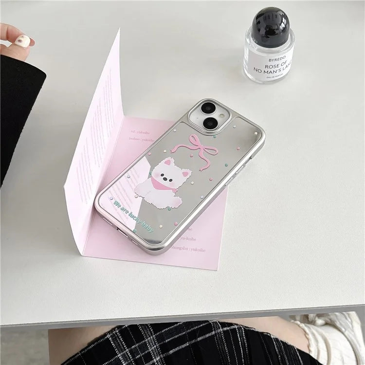 For iPhone 15 Case Silver Edge Pattern Design PC+TPU Phone Cover