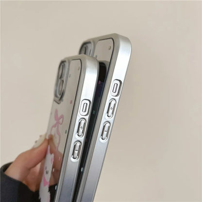 For iPhone 15 Case Silver Edge Pattern Design PC+TPU Phone Cover