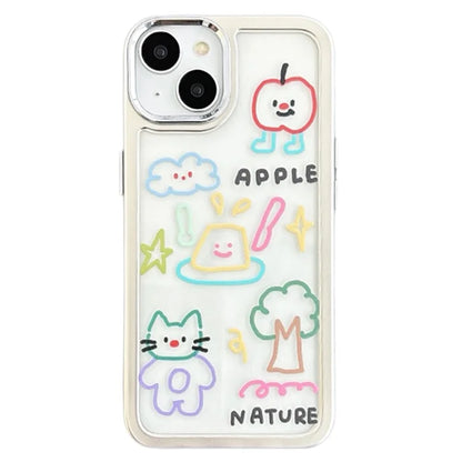 For iPhone 15 Case Silver Edge Pattern Design PC+TPU Phone Cover