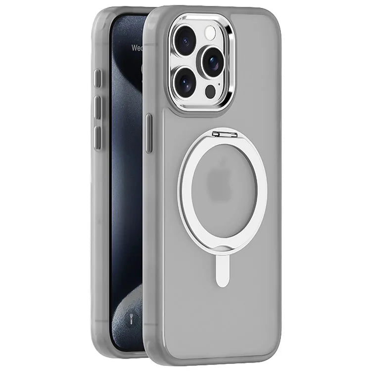 For iPhone 14 Pro Magnetic Case Rotatable Kickstand TPU+Acrylic Phone Cover Matte Back