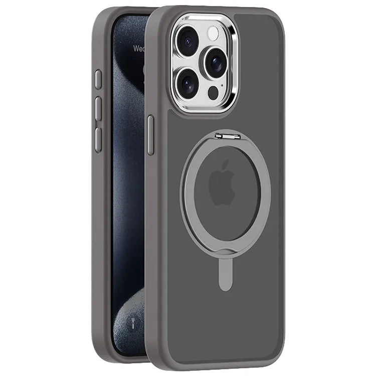 For iPhone 14 Pro Magnetic Case Rotatable Kickstand TPU+Acrylic Phone Cover Matte Back