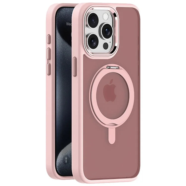 For iPhone 14 Pro Magnetic Case Rotatable Kickstand TPU+Acrylic Phone Cover Matte Back