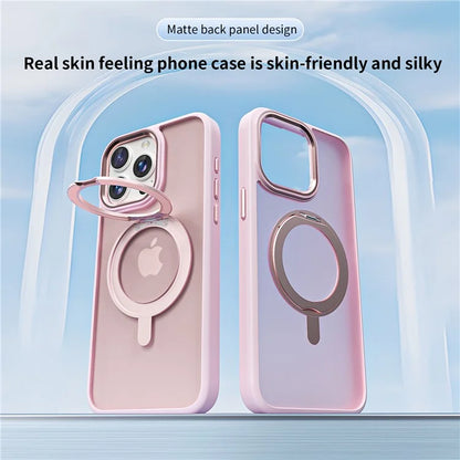 For iPhone 14 Pro Magnetic Case Rotatable Kickstand TPU+Acrylic Phone Cover Matte Back
