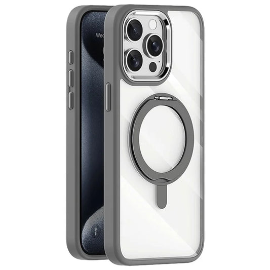 For iPhone 13 Pro Case Magnetic Ring Kickstand TPU+Acrylic Clear Phone Cover