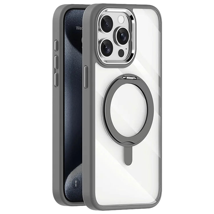 For iPhone 15 Pro Case Invisible Ring Holder Kickstand TPU+Acrylic Phone Cover
