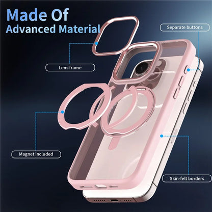 For iPhone 15 Pro Case Invisible Ring Holder Kickstand TPU+Acrylic Phone Cover